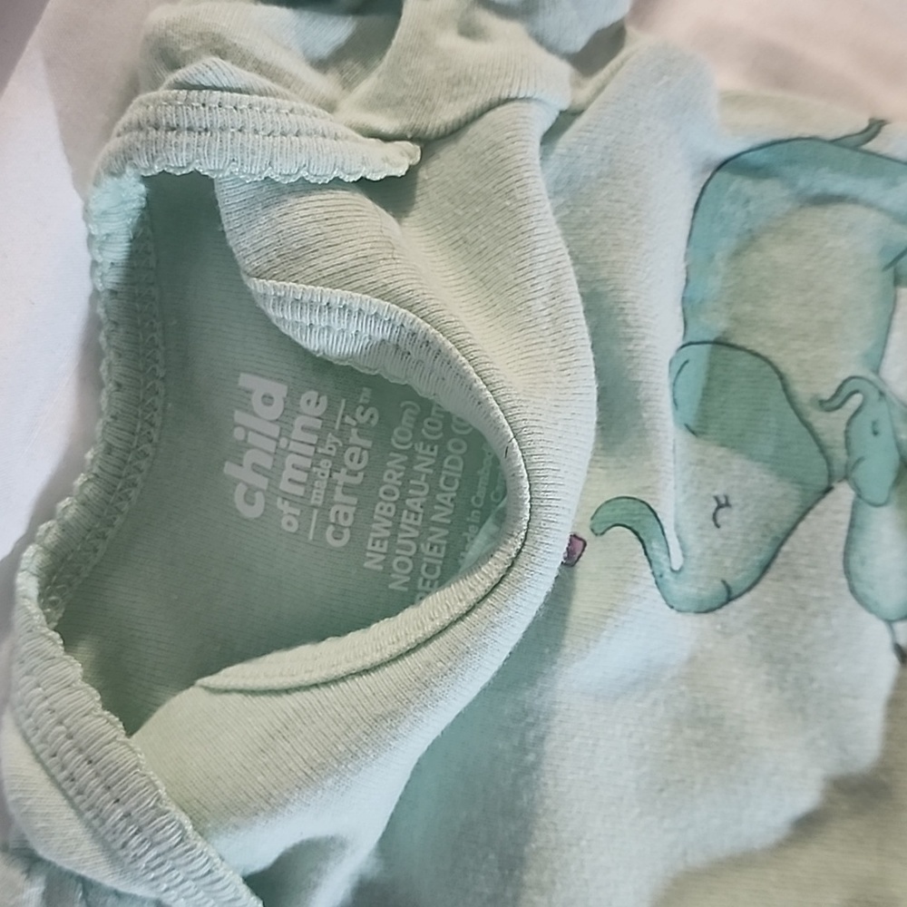 Mint green NB elephant diaper shirt - Picture 2 of 3